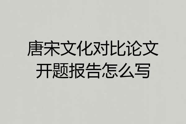唐宋文化对比论文开题报告怎么写