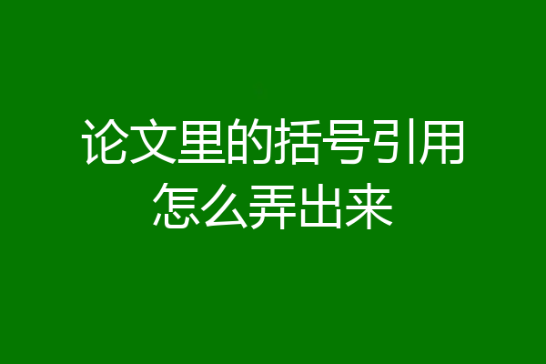 论文里的括号引用怎么弄出来