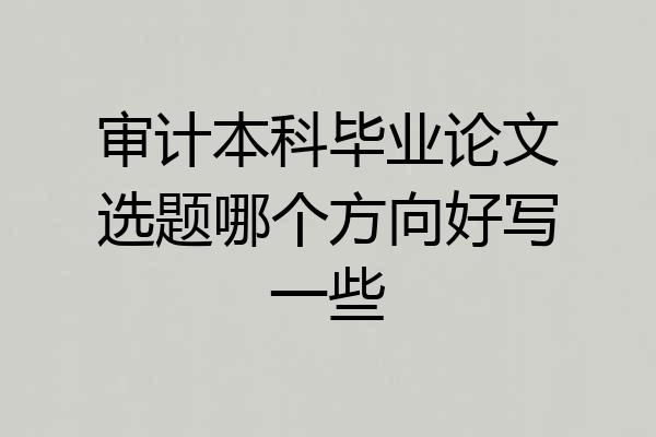 审计本科毕业论文选题哪个方向好写一些