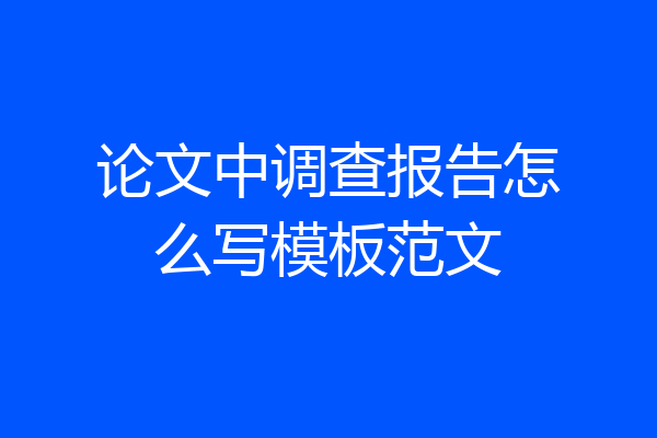 论文中调查报告怎么写模板范文