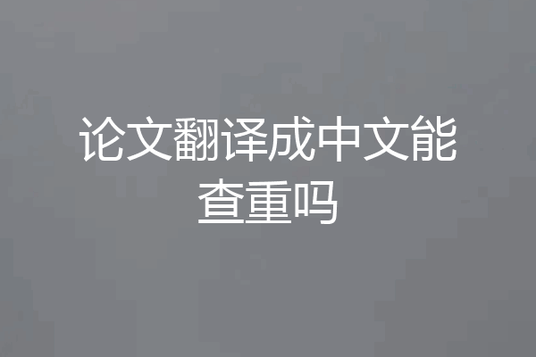 论文翻译成中文能查重吗