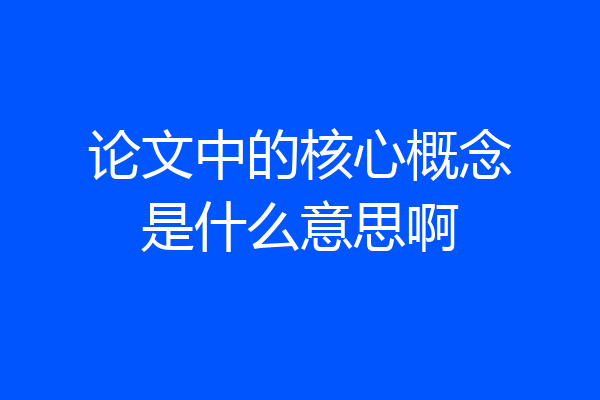 论文中的核心概念是什么意思啊