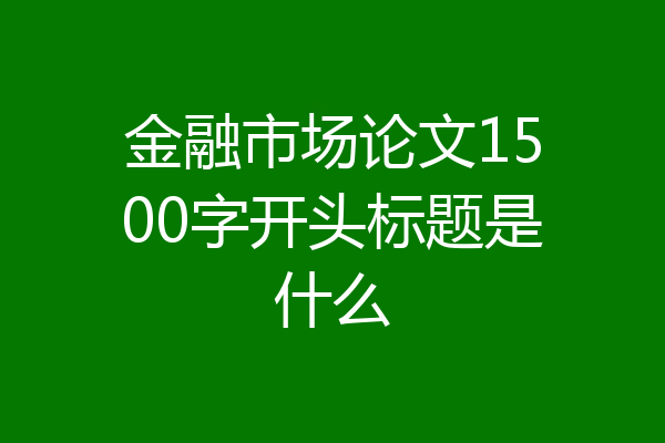 金融市场论文1500字开头标题是什么