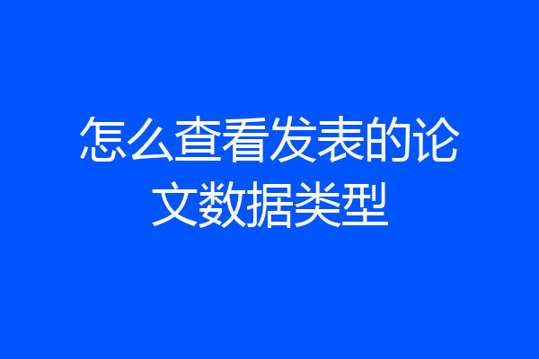 怎么查看发表的论文数据类型