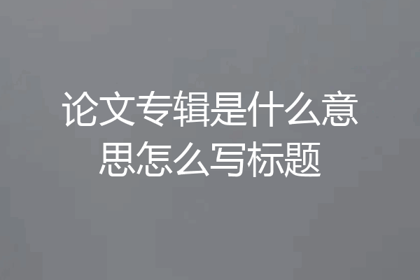 论文专辑是什么意思怎么写标题