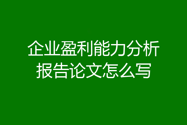 企业盈利能力分析报告论文怎么写