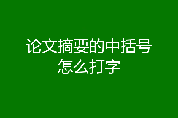 论文摘要的中括号怎么打字