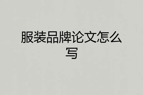 服装品牌论文怎么写