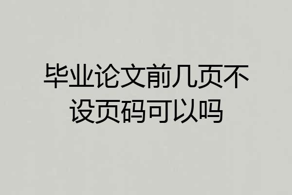 毕业论文前几页不设页码可以吗