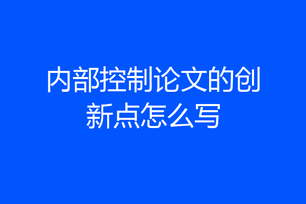 内部控制论文的创新点怎么写