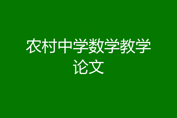 农村中学数学教学论文