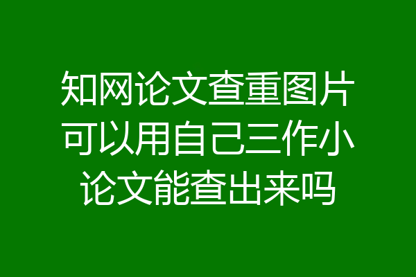 知网论文查重图片可以用自己三作小论文能查出来吗
