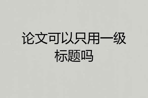论文可以只用一级标题吗
