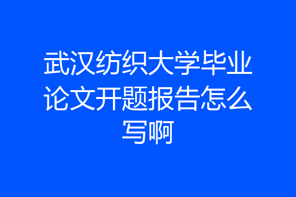 武汉纺织大学毕业论文开题报告怎么写啊