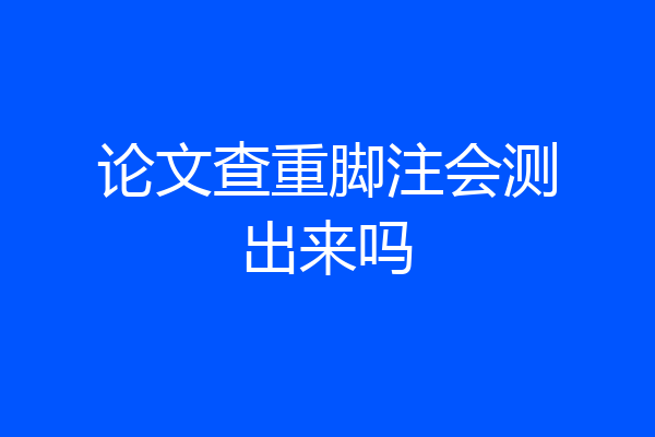 论文查重脚注会测出来吗