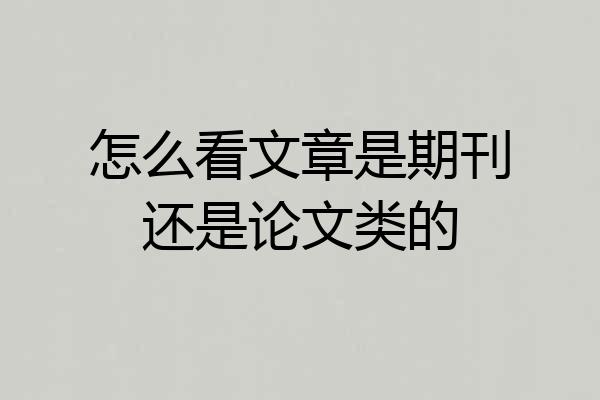 怎么看文章是期刊还是论文类的