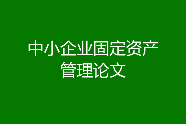 中小企业固定资产管理论文