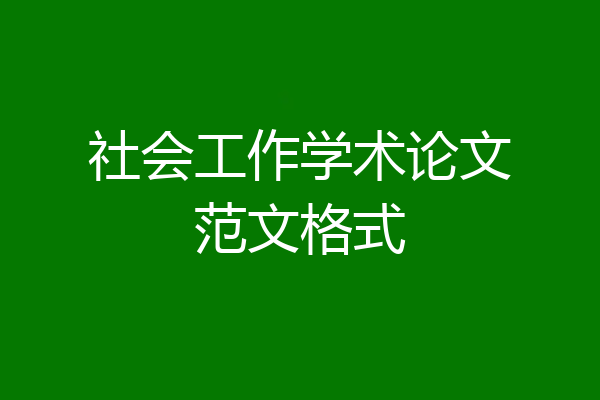 社会工作学术论文范文格式