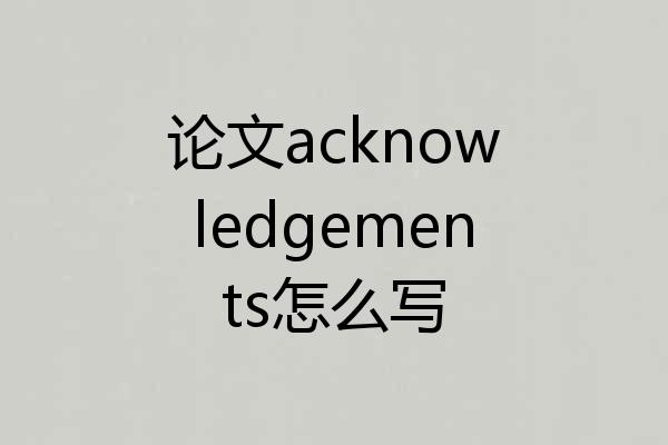 论文acknowledgements怎么写