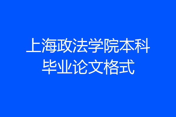 上海政法学院本科毕业论文格式