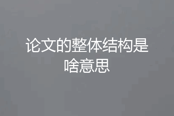 论文的整体结构是啥意思