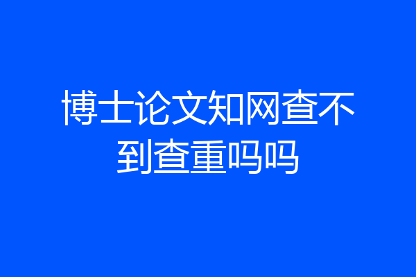 博士论文知网查不到查重吗吗