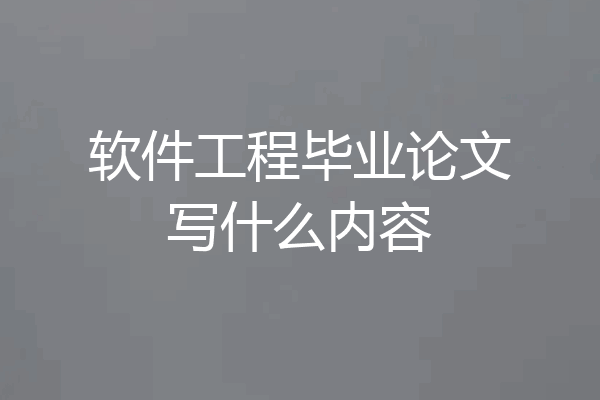 软件工程毕业论文写什么内容