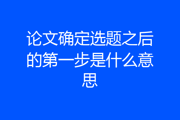 论文确定选题之后的第一步是什么意思