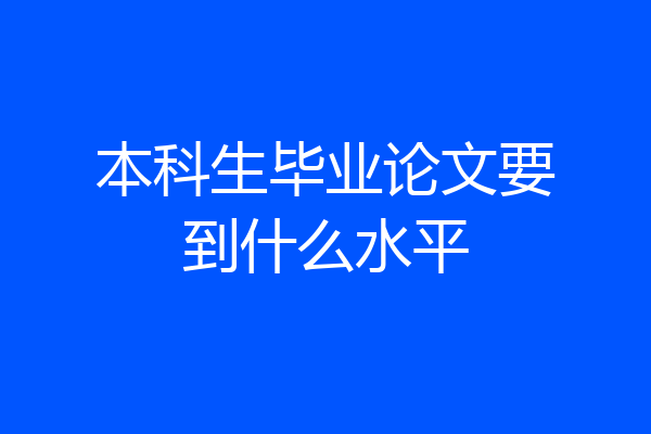 本科生毕业论文要到什么水平