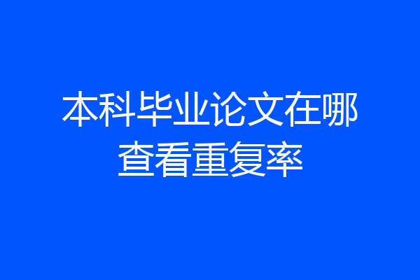 本科毕业论文在哪查看重复率