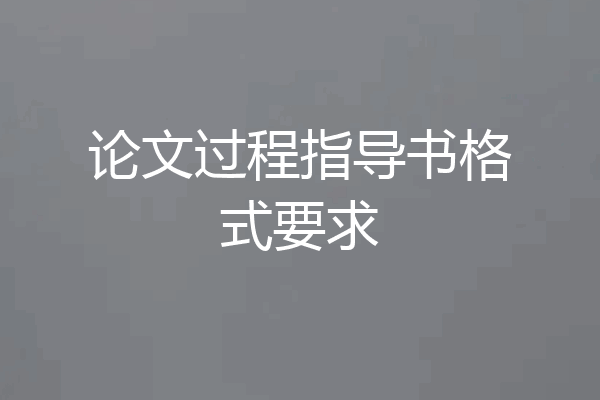 论文过程指导书格式要求