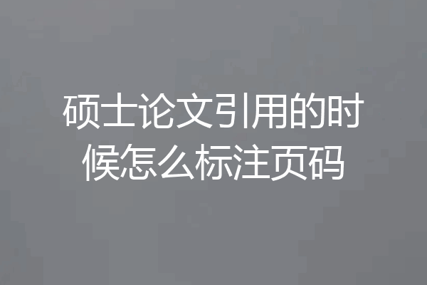 硕士论文引用的时候怎么标注页码