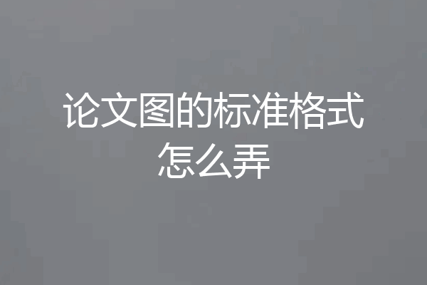 论文图的标准格式怎么弄