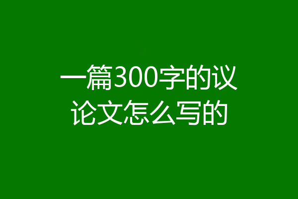 一篇300字的议论文怎么写的