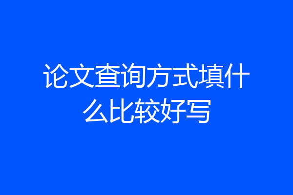论文查询方式填什么比较好写