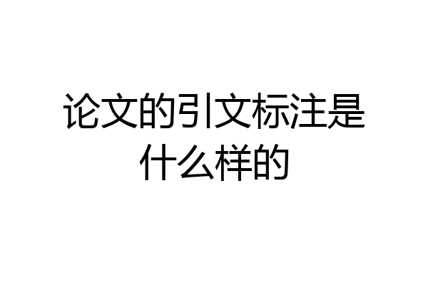 论文的引文标注是什么样的
