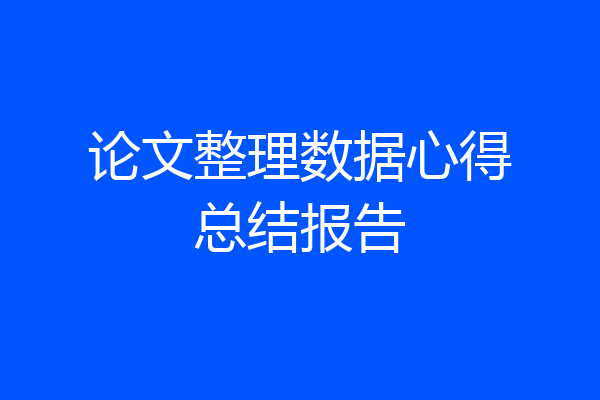 论文整理数据心得总结报告