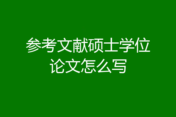 参考文献硕士学位论文怎么写