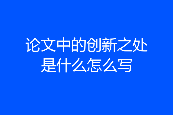 论文中的创新之处是什么怎么写