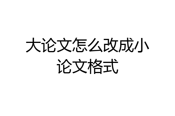 大论文怎么改成小论文格式