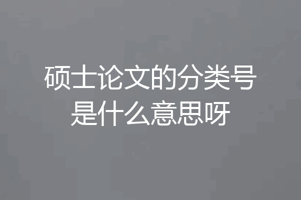硕士论文的分类号是什么意思呀