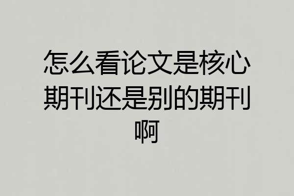 怎么看论文是核心期刊还是别的期刊啊
