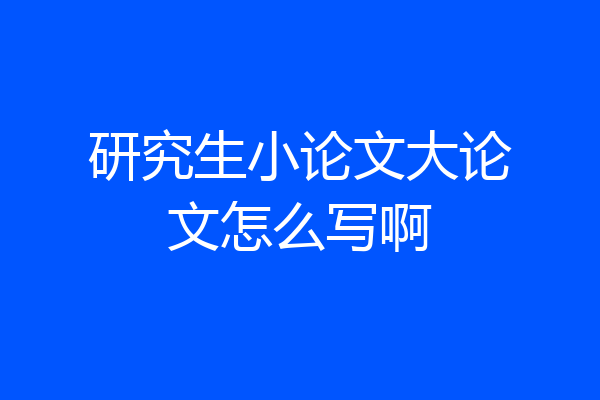 研究生小论文大论文怎么写啊
