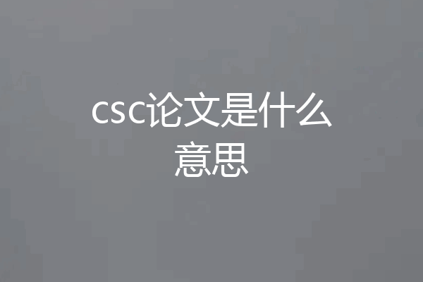csc论文是什么意思