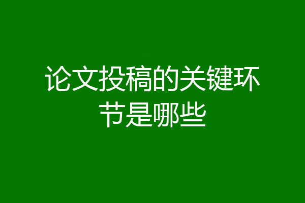论文投稿的关键环节是哪些