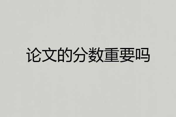 论文的分数重要吗