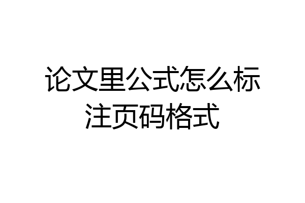论文里公式怎么标注页码格式