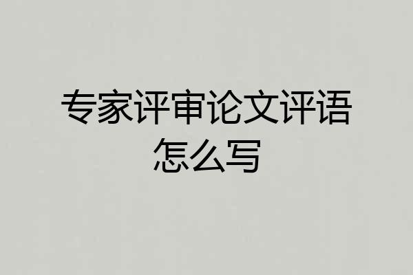 专家评审论文评语怎么写