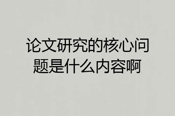 论文研究的核心问题是什么内容啊