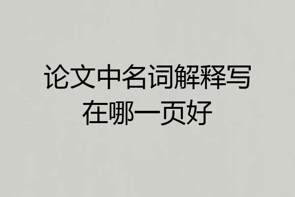 论文中名词解释写在哪一页好